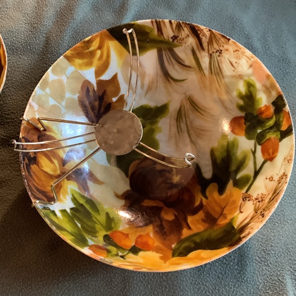 Vintage floral chip and dip set. Chip bowl 11”, dip bowl 6.5”. Dip bowl holder - Picture 6 of 8